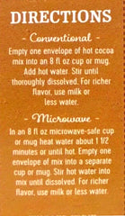 Trader Joe's Organic Hot Cocoa Label close-up highlighting quality ingredients.