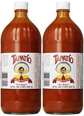 Trader Joe's Tapatio hot sauce two bottles on counter for quick flavor boosts.