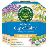 Traditional Medicinals Cup of Calm tea bags offer a relaxing, caffeine-free moment.