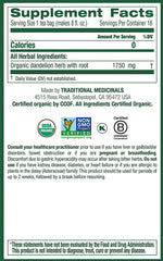 Traditional Medicinals dandelion leaf tea bags highlighting leaf-based herbal blend.