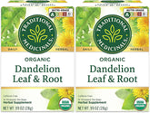 Traditional Medicinals dandelion tea bags in a pack for gentle daily digestion.