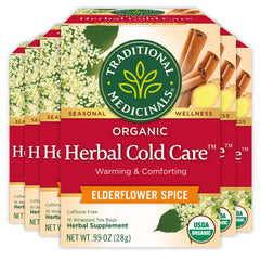 Traditional Medicinals elderflower-spice tea cup aroma and soothing warmth
