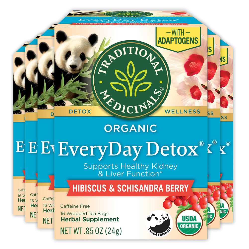 Traditional Medicinals Everyday Detox Schisandra tea bags ready for a soothing detox cup