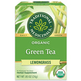Traditional Medicinals green tea lemongrass tea bags for a refreshing routine.