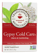 Traditional Medicinals Gypsy Cold Care tea box may ease nasal congestion.