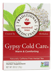 Traditional Medicinals Gypsy Cold Care tea box may ease nasal congestion.