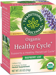 Traditional Medicinals healthy cycle tea bags ready for a comforting brew.