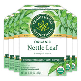 Traditional Medicinals nettle tea box shows organic packaging for wellness.