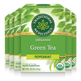 Traditional Medicinals organic green tea peppermint box—fresh inviting packaging for daily ritual
