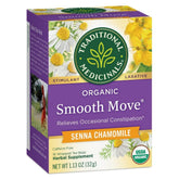 Traditional Medicinals Organic Smooth Move Chamomile Tea box front, ideal for a soothing evening ritual.