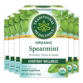 Traditional Medicinals Organic Spearmint Tea box shows organic certification.