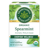 Traditional Medicinals Organic Spearmint Tea tea bags offer a caffeine-free break