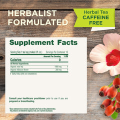 Traditional Medicinals brewed cup reveals vibrant color and tangy, fruity flavor