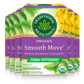 Traditional Medicinals Smooth Move Peppermint tea box front, supports occasional relief