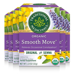 Traditional Medicinals Smooth Move tea bags in a box for a gentle evening routine.