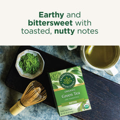 Traditional Medicinals tea cup steeping with warm infusion and aroma