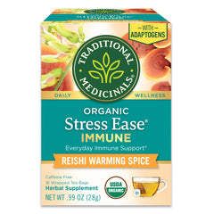 Traditional Medicinals Stress Ease Immune tea bags ready for a calming moment.