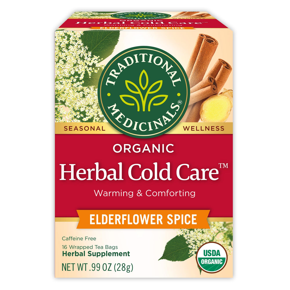 Traditional Medicinals elderflower spice tea bag pack for cozy evenings.