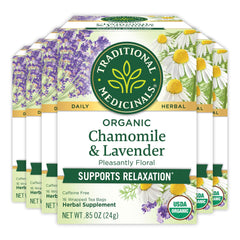 Traditional Medicinals Chamomile Lavender tea bags in packaging inviting a calming ritual