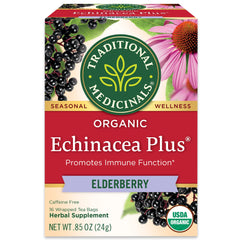 Traditional Medicinals tea bags with echinacea and elderberry for everyday immune-support.
