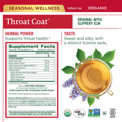 Traditional Medicinals Throat Coat tea bags offering soothing comfort for conversations