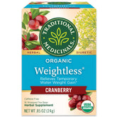 Traditional Medicinals Weightless Cranberry Tea bags promoting temporary water weight relief