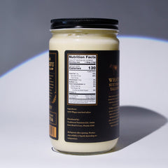 Traditional Nutrients Wagyu tallow in a raw suet block suggesting rich rendering.
