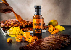 Traeger Mango Habanero Glaze on chicken delivers bright color and tropical heat