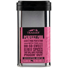 Traeger Perfect Pork Rub close-up shows brown sugar and paprika for pork flavor.