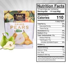 Close-up of Traina pears slices, chewy texture and natural sweetness highlighted.