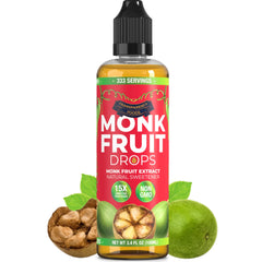 Transparency Foods Monk Fruit Drops bottle-front showing zero-calorie sweetness for coffee