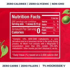 Transparency Foods monk fruit sweetener scoop delivers 0.15 g per serving for sugar-like sweetness
