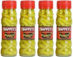 Trappey's Hot Peppers in Vinegar close-up jar, vibrant peppers for quick flavor lift