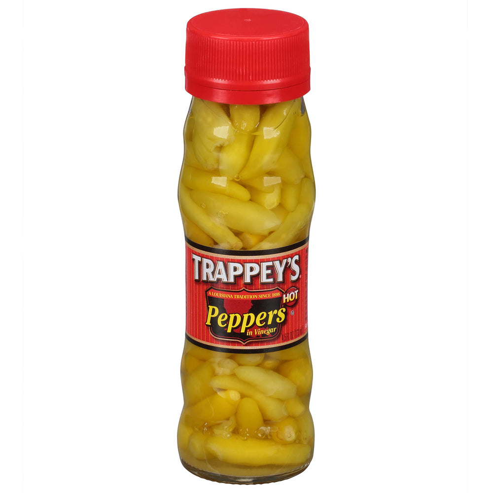 Trappey's Hot Peppers in Vinegar bottle in a 3-pack adds pantry-ready heat.