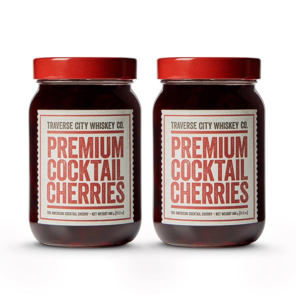 Traverse City Whiskey Co premium cocktail cherries pack 2, versatile cocktail garnish