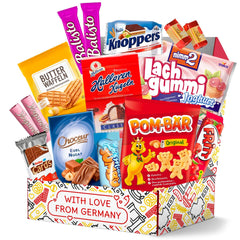 Treats from Home German Snack Box unboxing reveals premium chocolates.