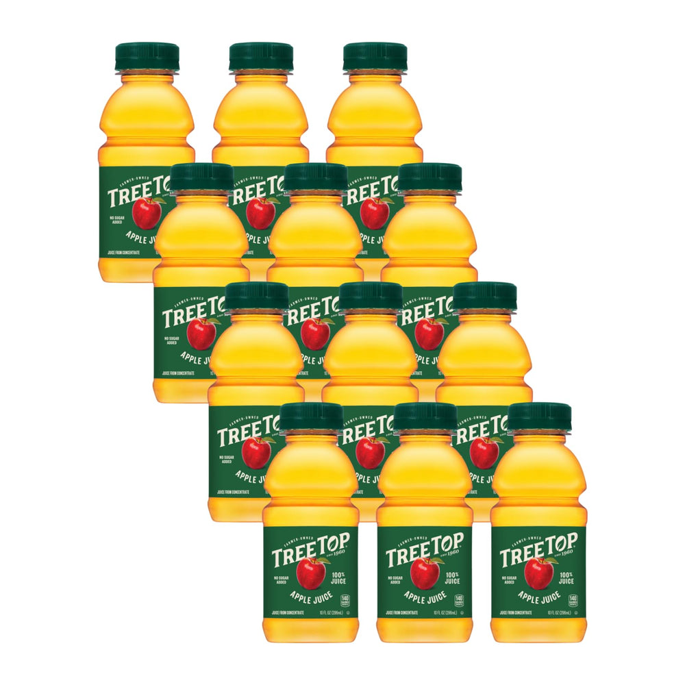 Tree Top apple juice bottle front, inviting family-friendly refreshment
