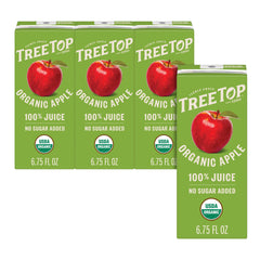 Tree Top Organic Apple Juice bottle pour shows crisp, natural flavor.