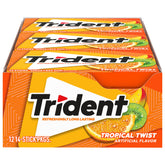 Trident Tropical Twist gum pack with 14 pieces per pack for on-the-go freshness