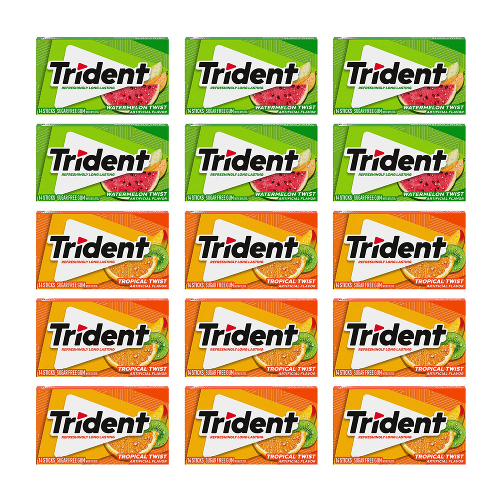Trident Watermelon Twist bulk-pack front view for on-the-go fresh breath.
