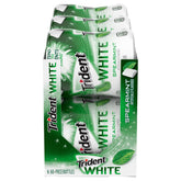 Trident White Spearmint gum bottle front for fresh breath and whitening potential.