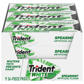 Trident White Spearmint gum 9-pack display shows 144 pieces for easy sharing after meals.