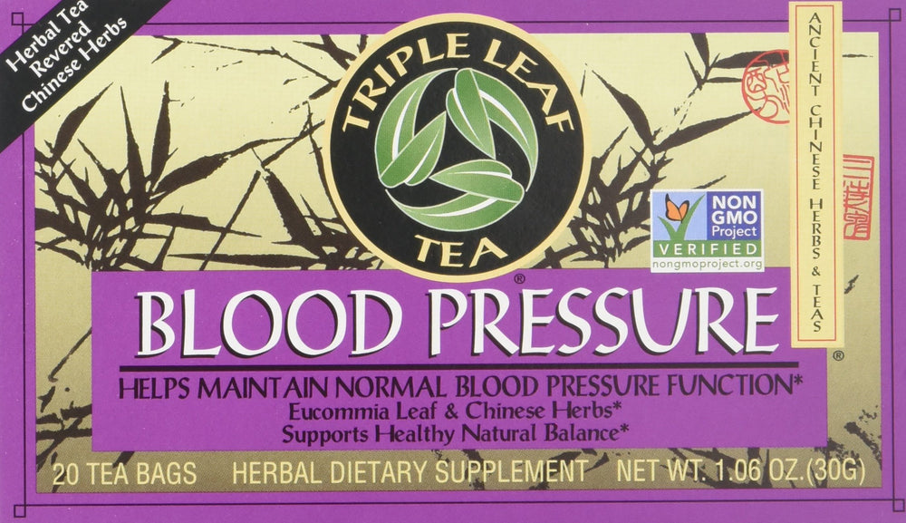 Triple Leaf Blood Pressure Tea bags 3x20 pack, ready for daily tea ritual.