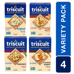 Triscuit Roasted Garlic crackers with toasty notes for flavorful bites.