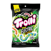 Trolli Electric Crawlers bag front view with neon colors and sour flavor showcase