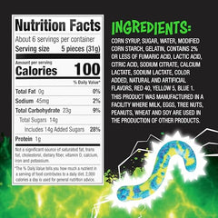Trolli Electric Crawlers neon colors closeup emphasizes eye catching appearance and tangy flavors
