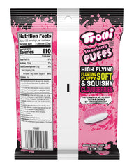 Trolli Strawberry Puffs close-up texture, showing soft fluffy gummies.