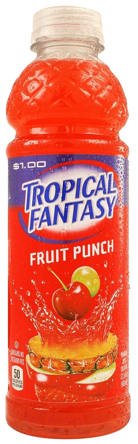 Tropical Fantasy Fruit Punch bottle front for on-the-go refreshment.