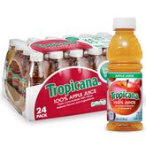 Tropicana Apple Juice 10oz bottle front view highlighting convenient single-serve packaging for families