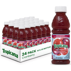 Tropicana Cranberry Cocktail Juice 10oz bottle, on-the-go refreshment with vitamin C.